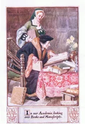 Dans notre académie, en regardant des livres et des manuscrits